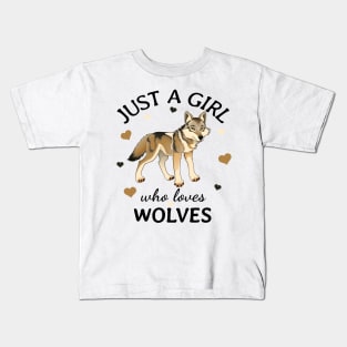 Just a Girl Who Loves wolves Gift Kids T-Shirt